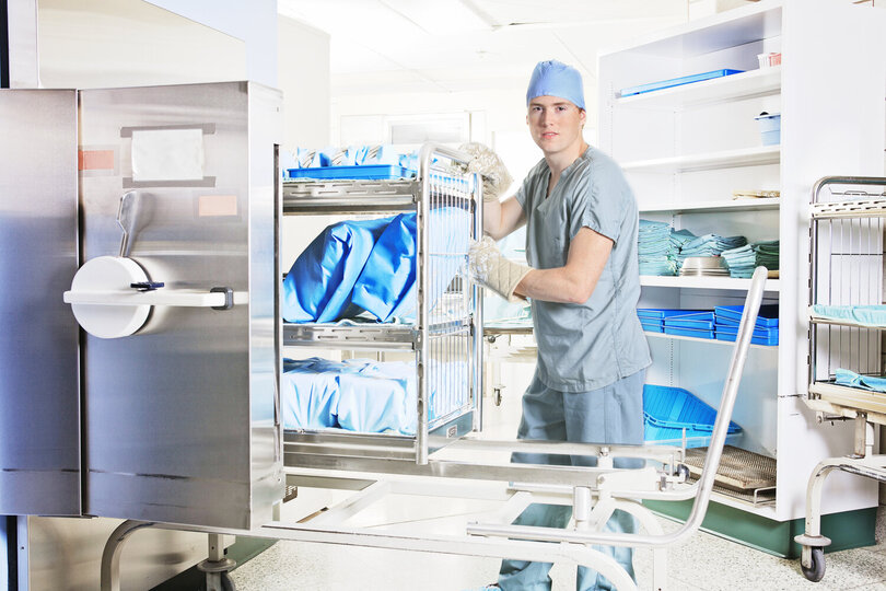 Cleaners sterilize operating room